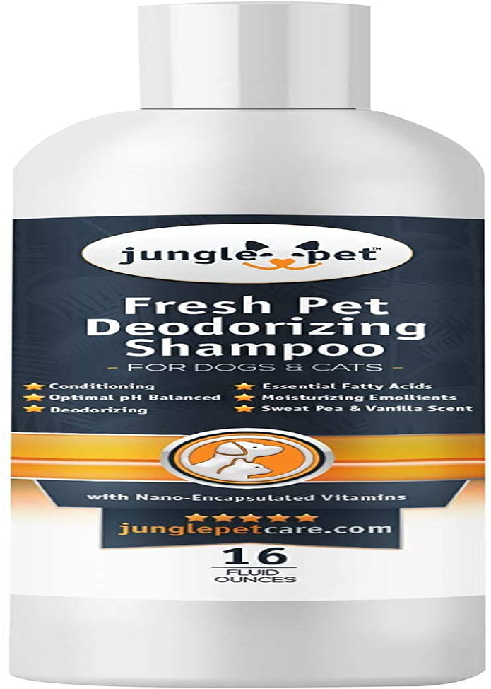 Deodorizing Dog Shampoo for Smelly Dogs - Grooming & Cleansing Pet Shampoo for Dogs with Hypoallergenic Essential Fatty Acids - Soap, Sulfate & Paraben Free - Sweet Pea Vanilla Scent, 16 Oz