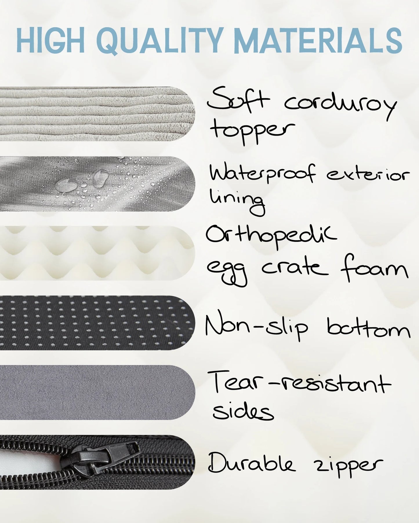 41In Gray Orthopedic Dog Bed for Large Dogs with Egg Crate Foam Support and Non-Slip Bottom, Waterproof and Machine Washable Removable Pet Bed Cover,Xl Size(41"X28"X4")
