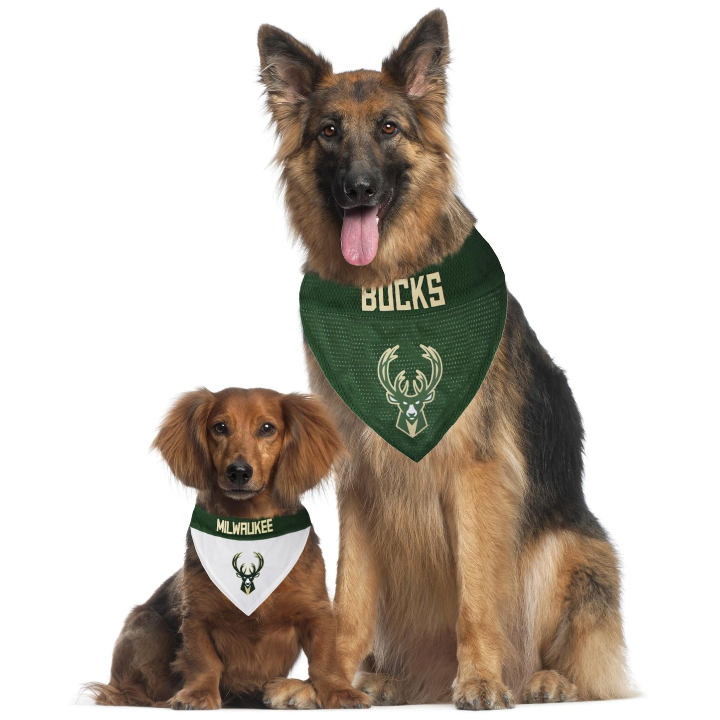 NBA Dog Bandana - Milwaukee Bucks Reversible Pet Bandana. 2 Sided Home & Away Sports Bandana with a PREMIUM Embroider