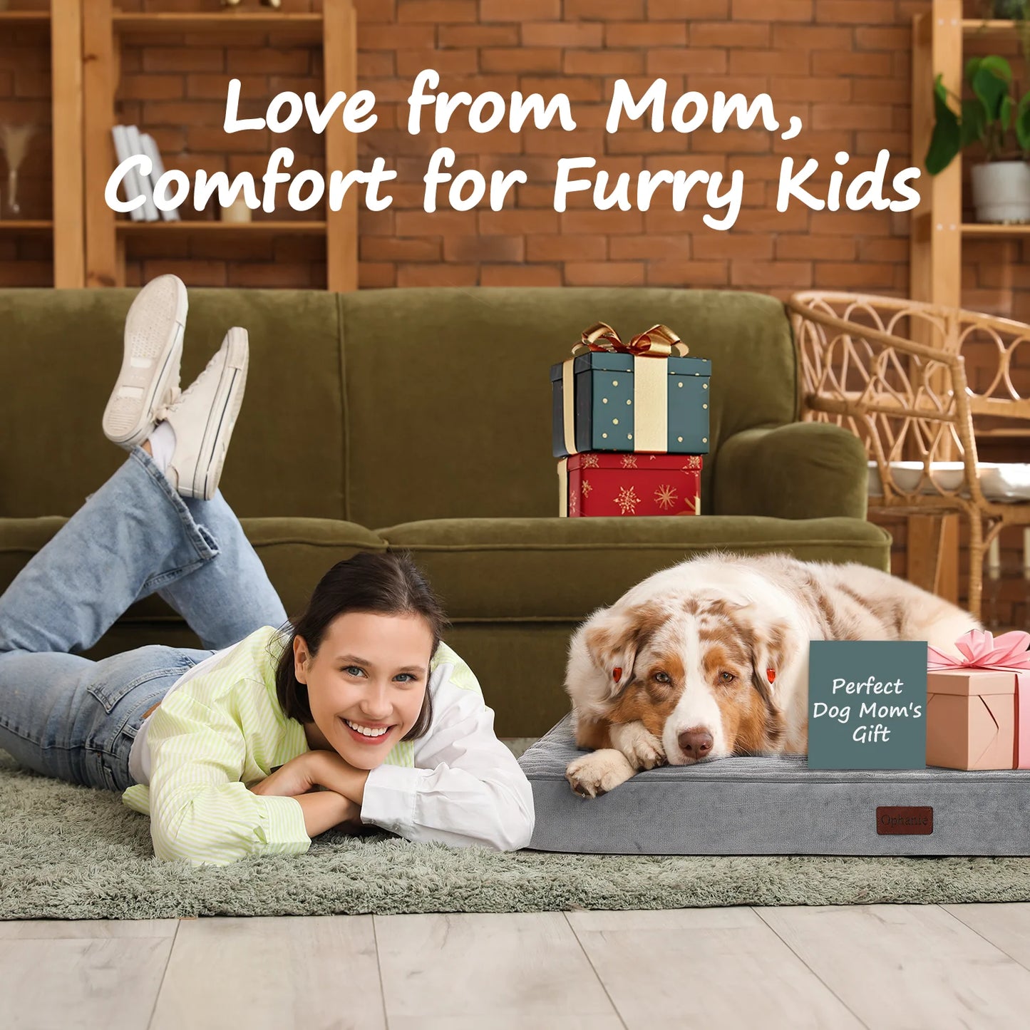 41In Gray Orthopedic Dog Bed for Large Dogs with Egg Crate Foam Support and Non-Slip Bottom, Waterproof and Machine Washable Removable Pet Bed Cover,Xl Size(41"X28"X4")