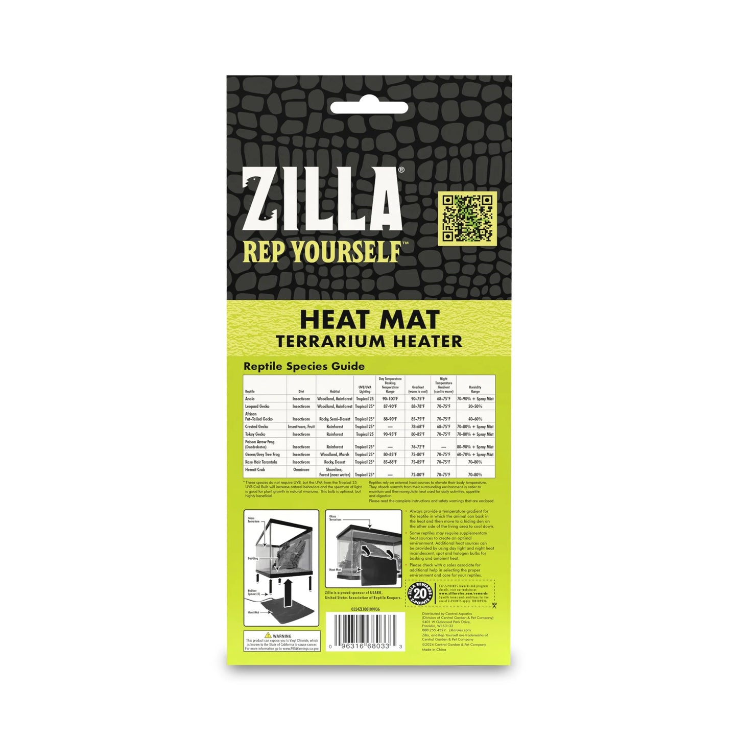 Terrarium Heat Mat for Reptiles, Black, Mini, 1-5 Gallon, 4 Watt