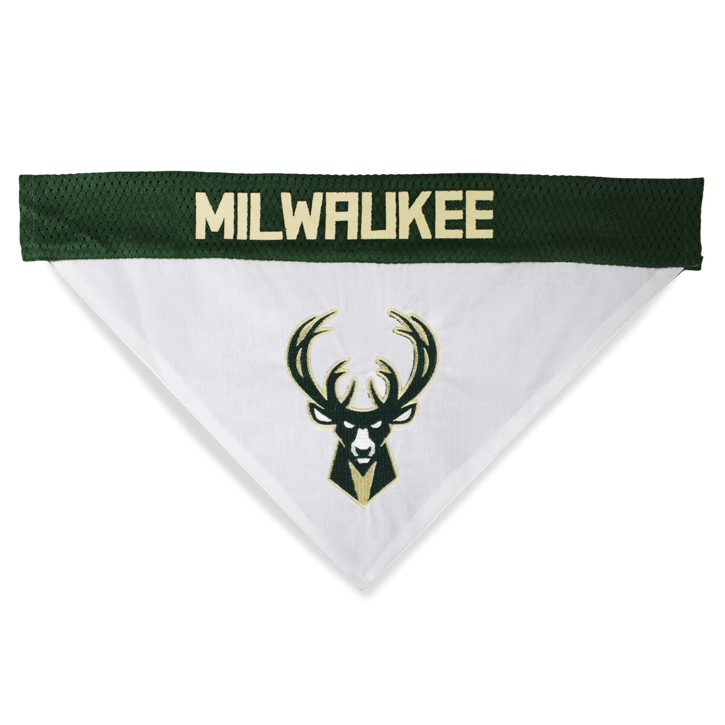 NBA Dog Bandana - Milwaukee Bucks Reversible Pet Bandana. 2 Sided Home & Away Sports Bandana with a PREMIUM Embroider