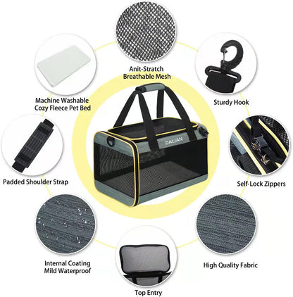 Cat Carrier Airline Approved Pet Carrier,Dog Carrier Soft-Sided Pet Travel Carrier Maximum Pet Weight 17 Pounds 17.5“X10 X10