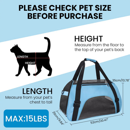 Cat Carrier Airline Approved Pet Carrier, Dog Carrier, Puppy Carrier, Kitten Carrier, Blue