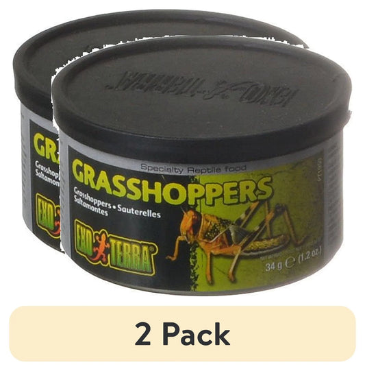 (2 Pack)  Grasshopper Reptile Food, Insects, 1.2 Oz. Can