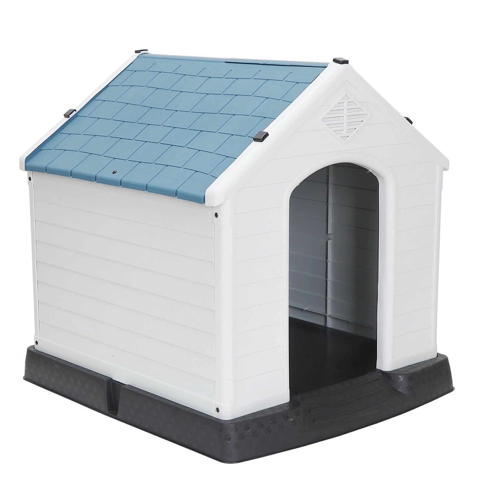 32" Large Dog House Indoor Outdoor Plastic Pet House Waterproof Kennel, White