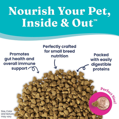 Toy & Small Breed Dry Dog Food Small Bites – Real Beef, Grain Free, Gluten Free, High Fiber Kibble with Probiotics for Gut Health & Digestion Support – Healthy Dog Food All Ages – 4LB