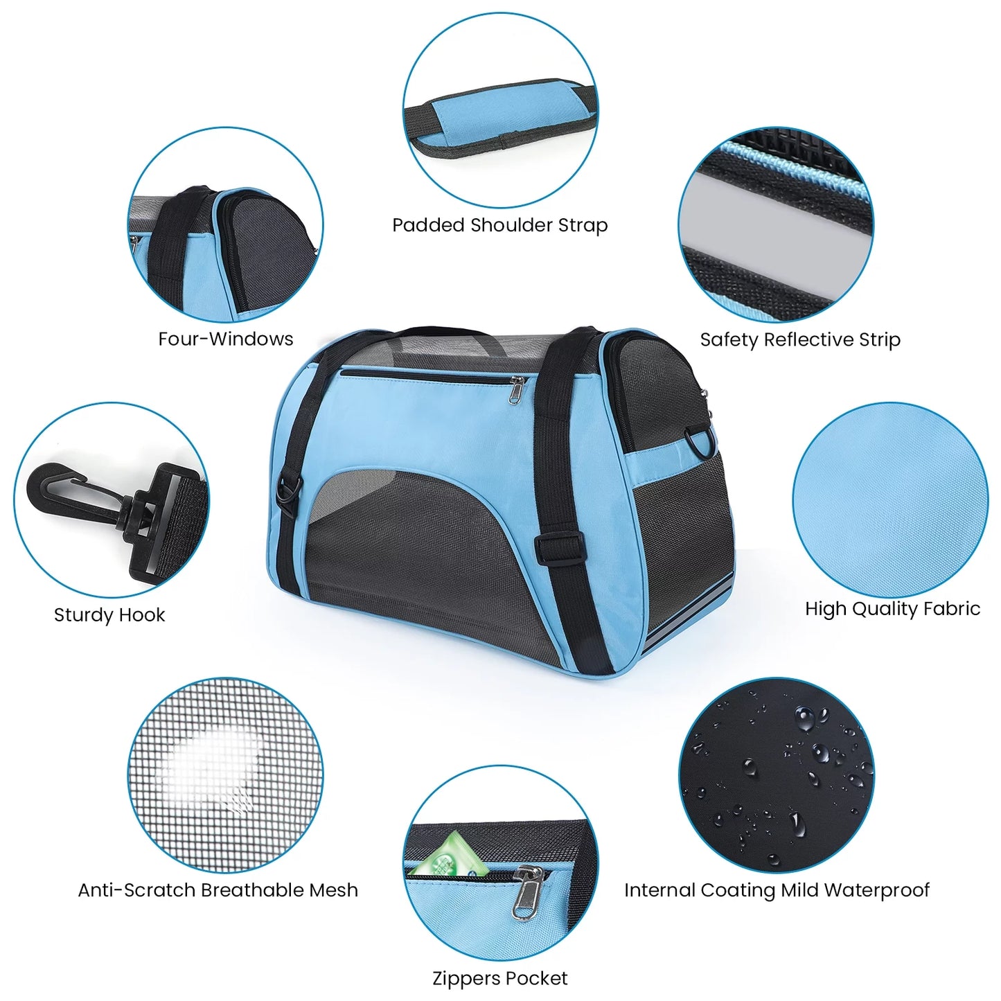 Cat Carrier Airline Approved Pet Carrier, Dog Carrier, Puppy Carrier, Kitten Carrier, Blue