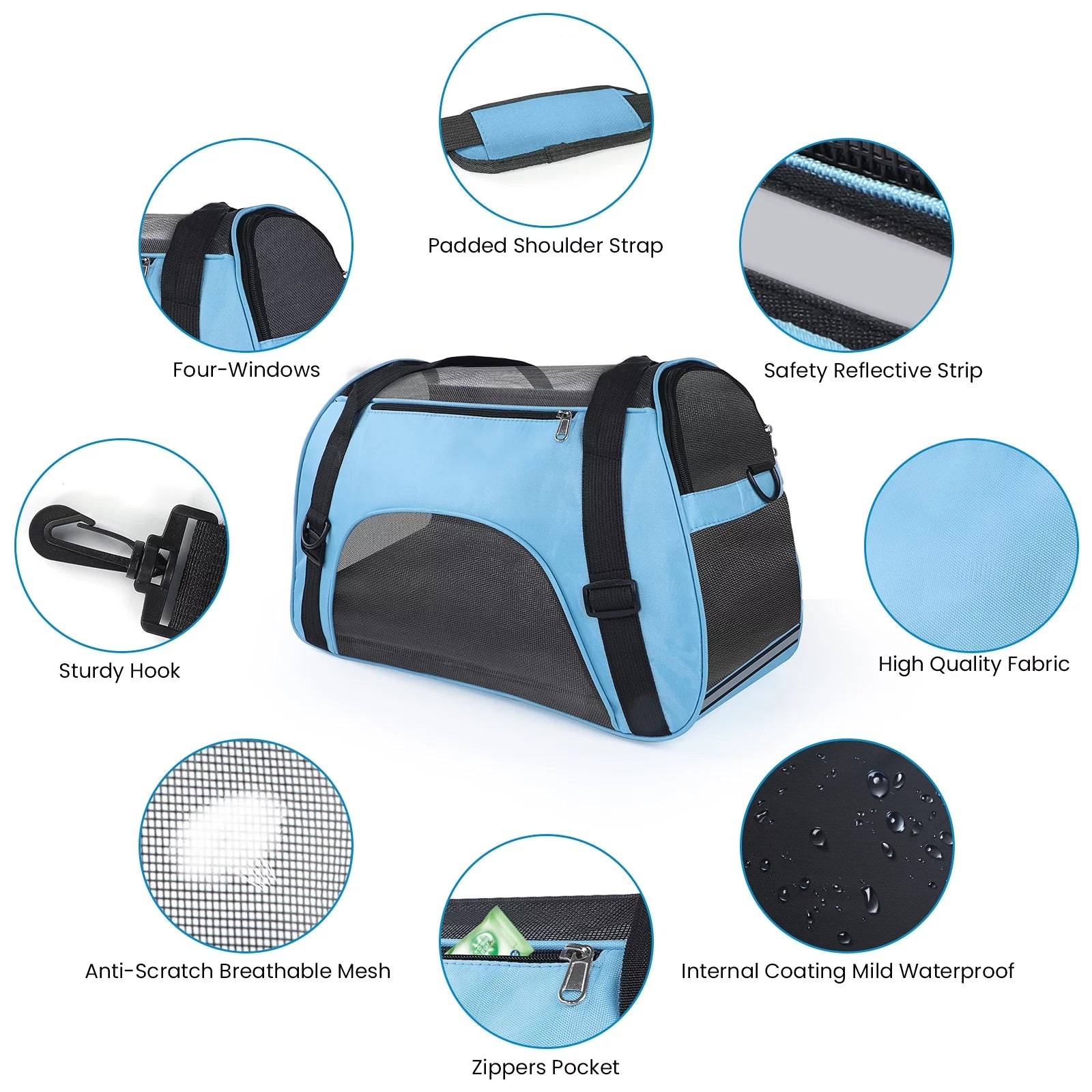 Cat Carrier Airline Approved Pet Carrier, Dog Carrier, Puppy Carrier, Kitten Carrier, Blue