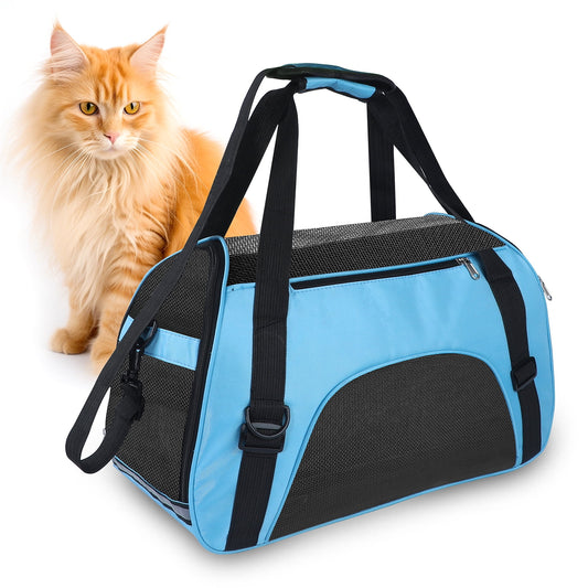 Cat Carrier Airline Approved Pet Carrier, Dog Carrier, Puppy Carrier, Kitten Carrier, Blue