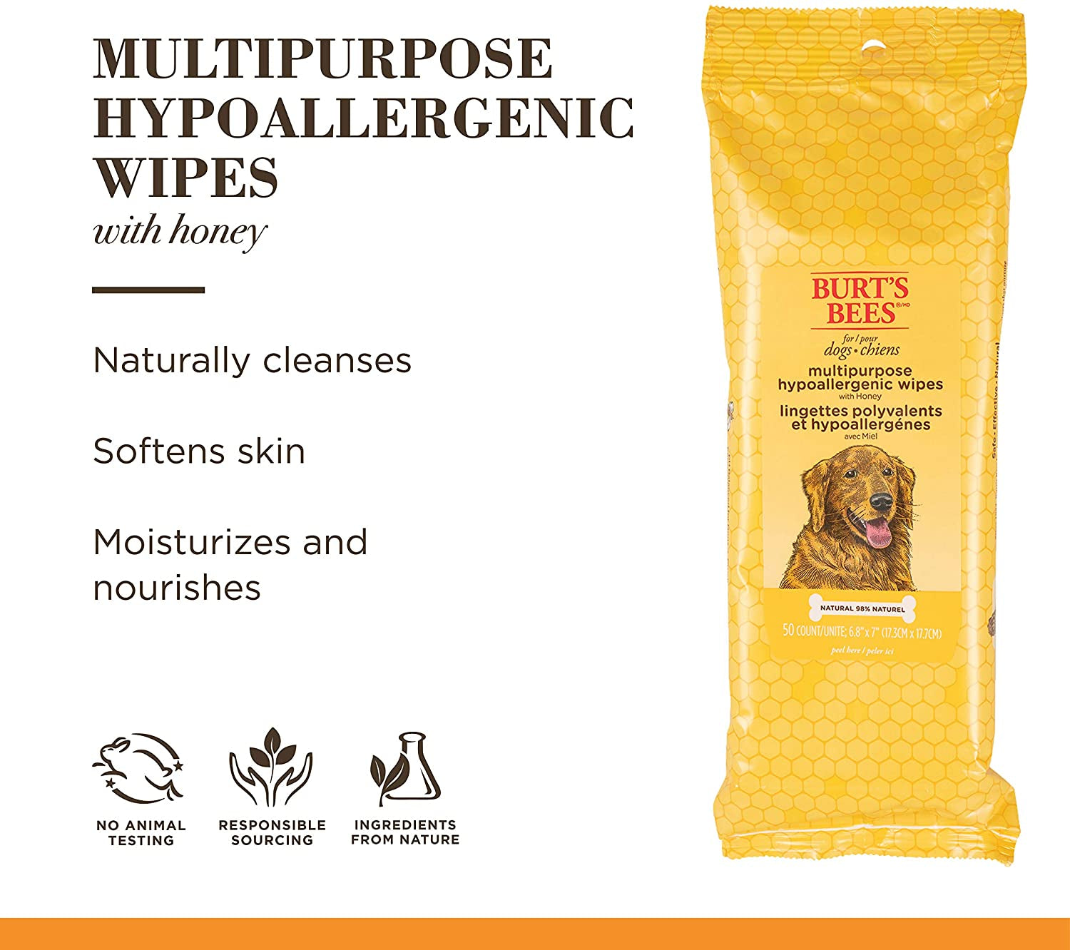 Multipurpose Dog Wipes with Honey