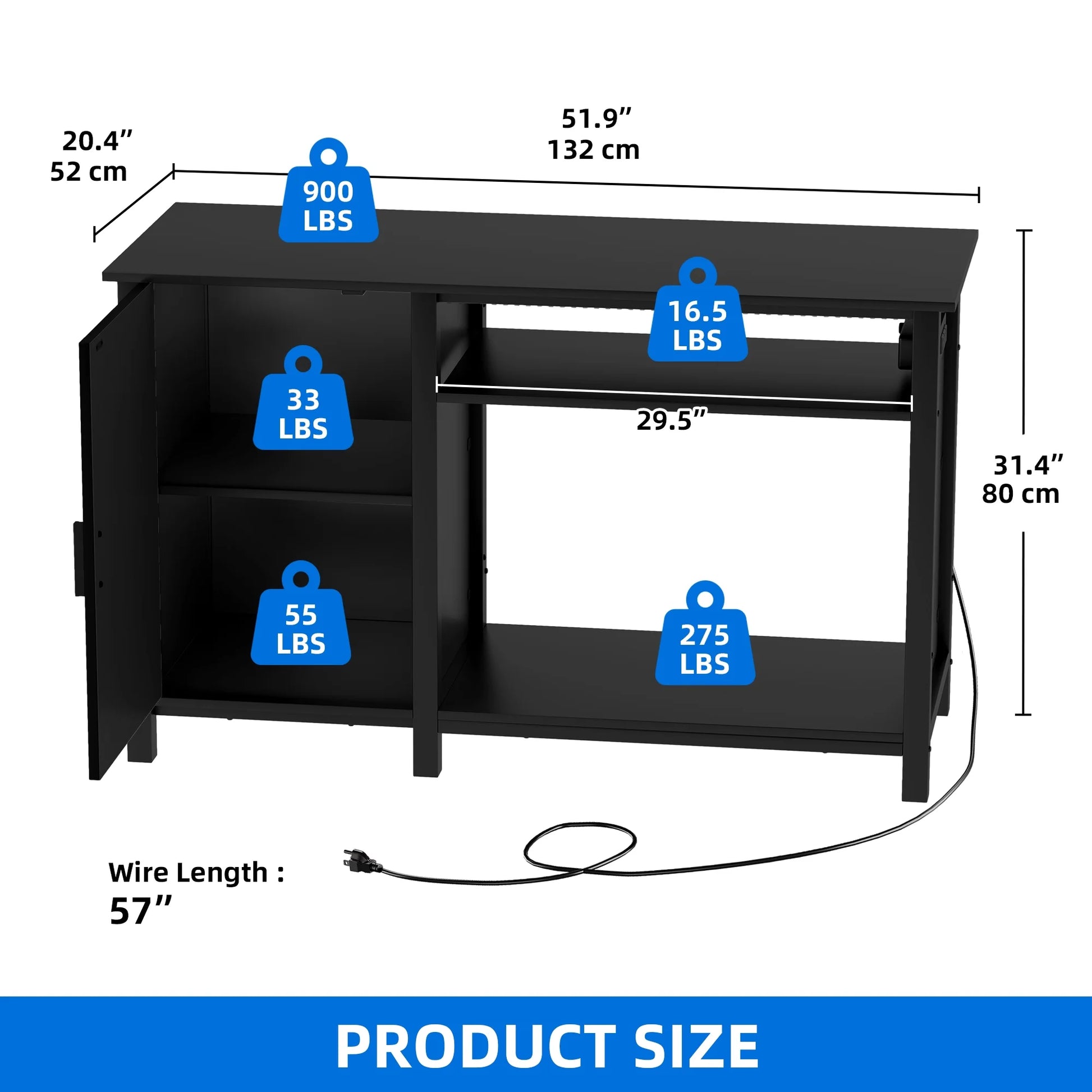 Heavy Duty Aquarium Stand for 55-75 Gallon Fish Tanks, with Additional 20 Gallon Space and RGB Light Strip, Fish Tank Stand with 800 Lbs Capacity, Adjustable Dividers