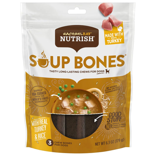 Rachael Ray  Soup Bones with Real Turkey & Rice, 3 Dry Dog Chews