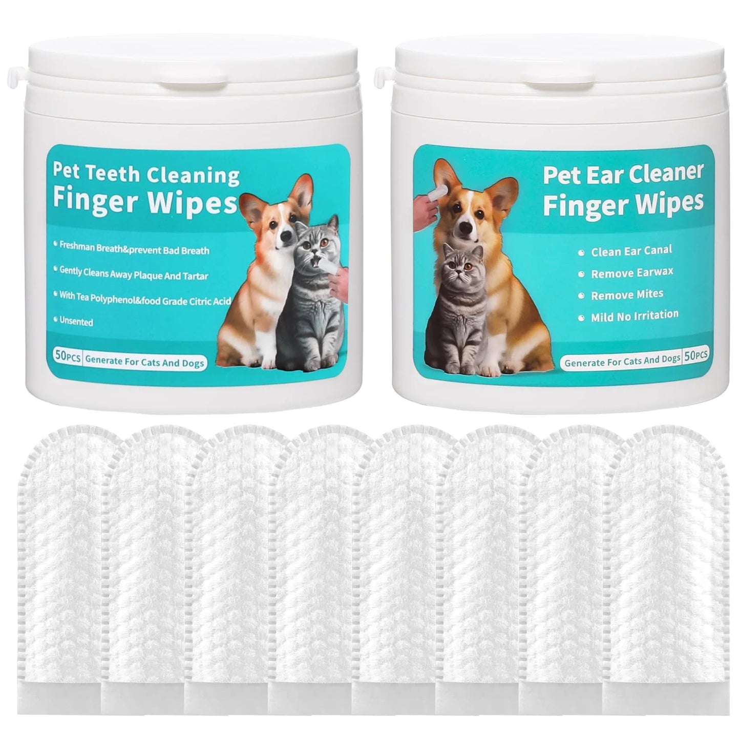 2-Pack Teeth and Ear Cleaner Finger Wipes