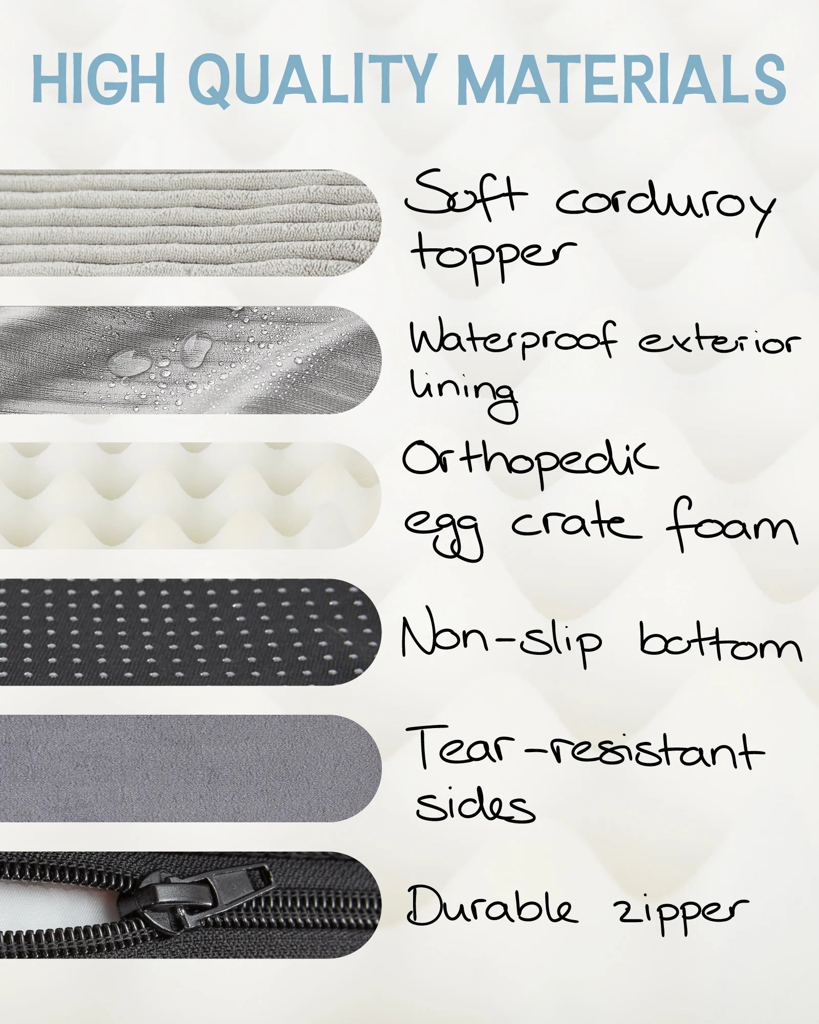 41In Gray Orthopedic Dog Bed for Large Dogs with Egg Crate Foam Support and Non-Slip Bottom, Waterproof and Machine Washable Removable Pet Bed Cover,Xl Size(41"X28"X4")