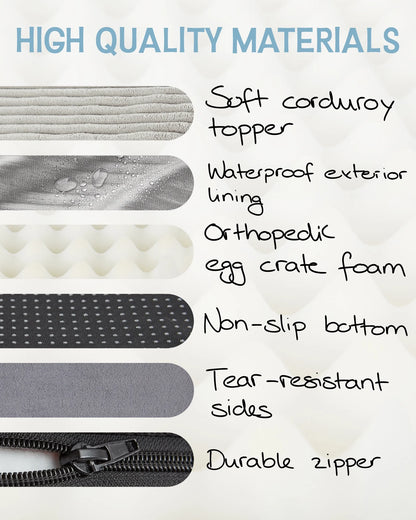 41In Gray Orthopedic Dog Bed for Large Dogs with Egg Crate Foam Support and Non-Slip Bottom, Waterproof and Machine Washable Removable Pet Bed Cover,Xl Size(41"X28"X4")