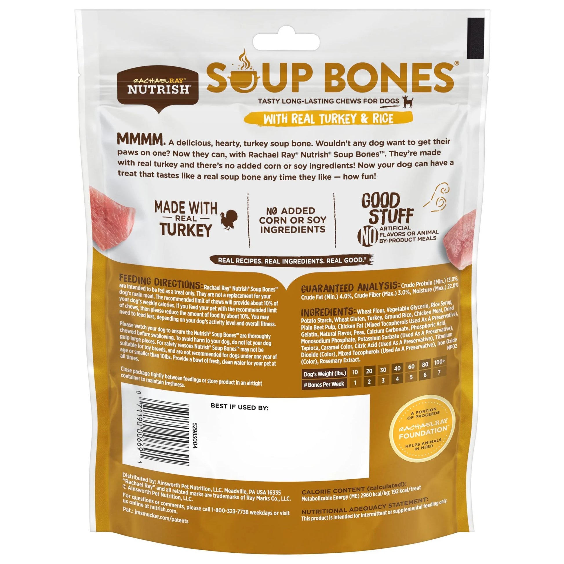 Rachael Ray  Soup Bones with Real Turkey & Rice, 3 Dry Dog Chews
