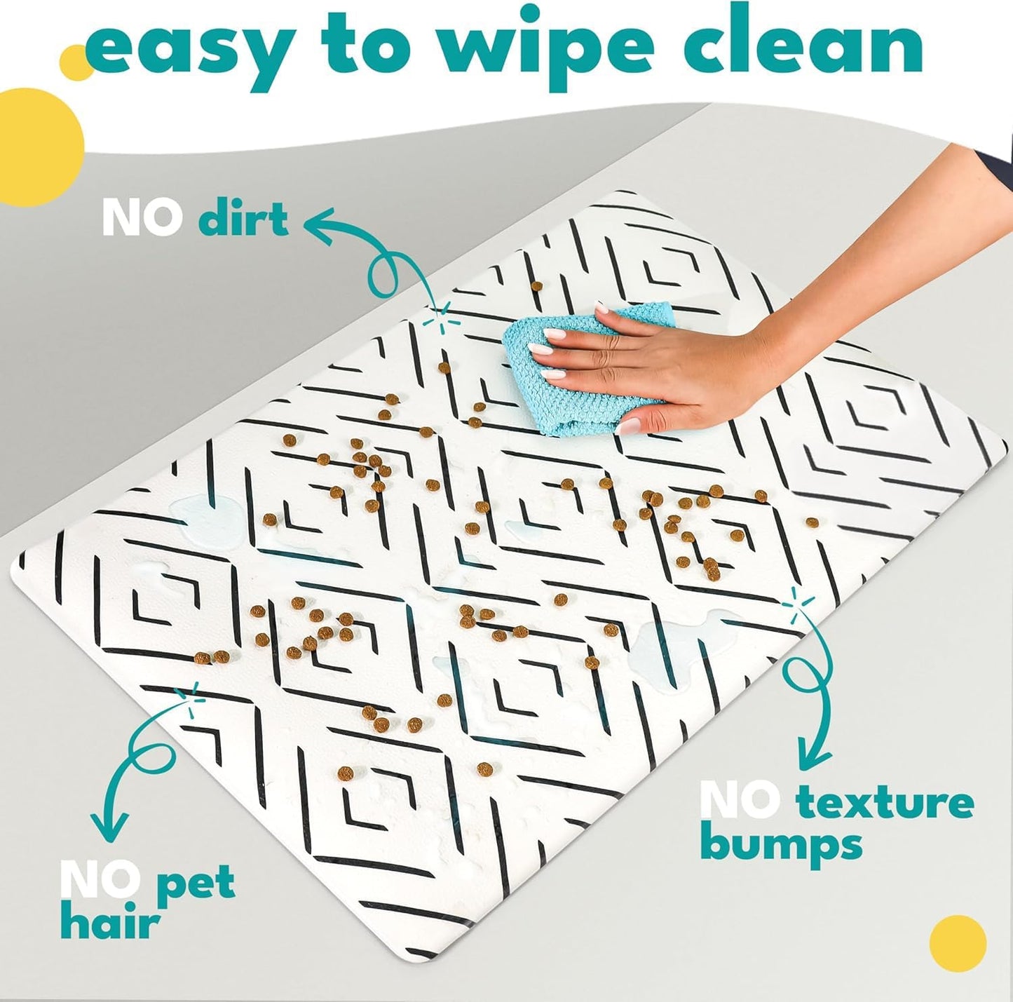 Large Dog Mat for Food and Water, Cat Feeding Mat | Large Waterproof Dog Bowl Mat | Non-Slip Pet Food Mat for Floors | Pet Mats for Food and Water | Easy to Clean