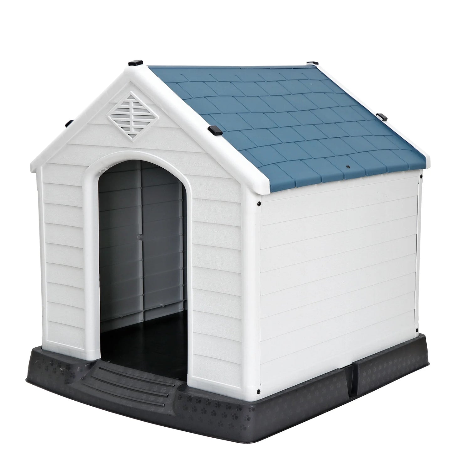 32" Large Dog House Indoor Outdoor Plastic Pet House Waterproof Kennel, White
