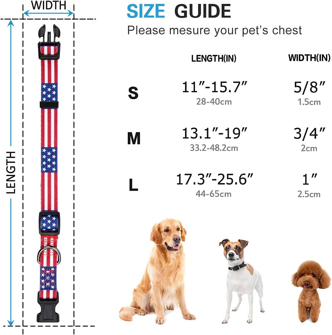 American Flag Dog Collar Independence Day Fourth of July the Great America Dog Collars Small