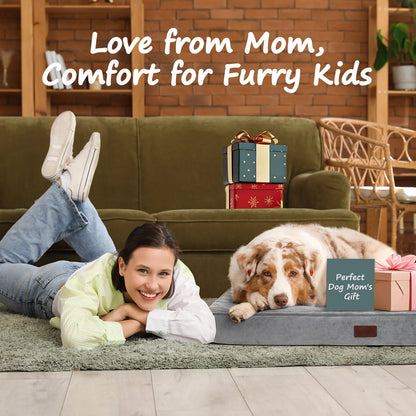 41In Gray Orthopedic Dog Bed for Large Dogs with Egg Crate Foam Support and Non-Slip Bottom, Waterproof and Machine Washable Removable Pet Bed Cover,Xl Size(41"X28"X4")