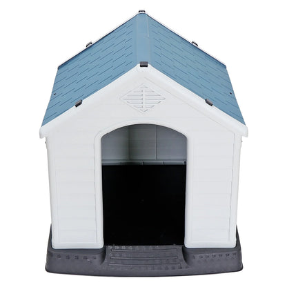32" Large Dog House Indoor Outdoor Plastic Pet House Waterproof Kennel, White