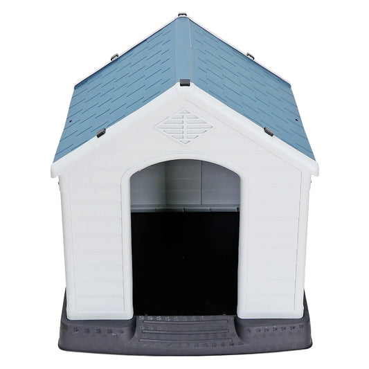 32" Large Dog House Indoor Outdoor Plastic Pet House Waterproof Kennel, White