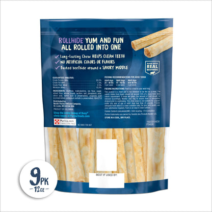 Purina  Small & Medium Dog Treats Rollhide with Real Beef Chews, 12 Oz Pouch (9 Count)