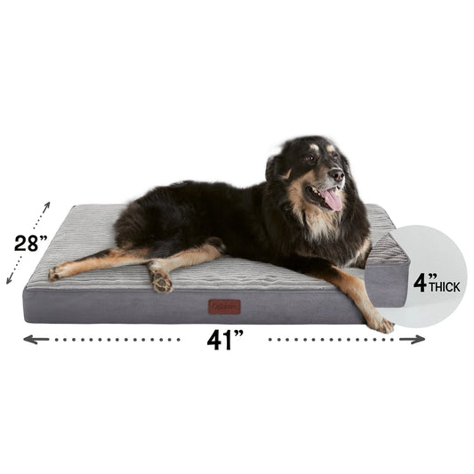 41In Gray Orthopedic Dog Bed for Large Dogs with Egg Crate Foam Support and Non-Slip Bottom, Waterproof and Machine Washable Removable Pet Bed Cover,Xl Size(41"X28"X4")