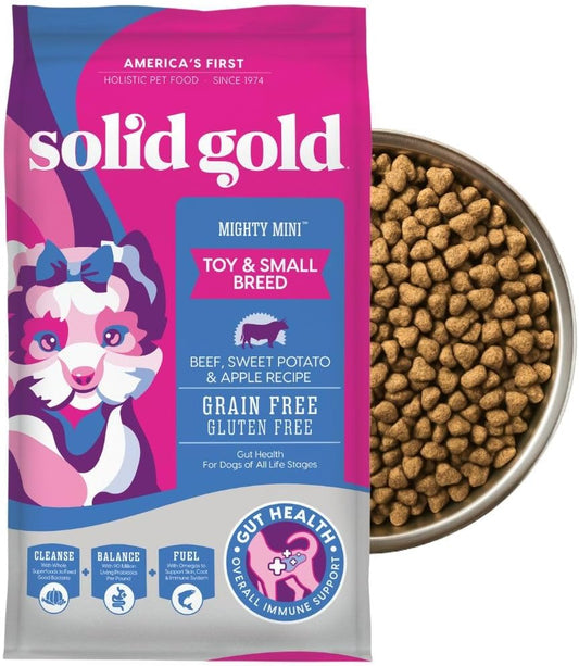 Toy & Small Breed Dry Dog Food Small Bites – Real Beef, Grain Free, Gluten Free, High Fiber Kibble with Probiotics for Gut Health & Digestion Support – Healthy Dog Food All Ages – 4LB