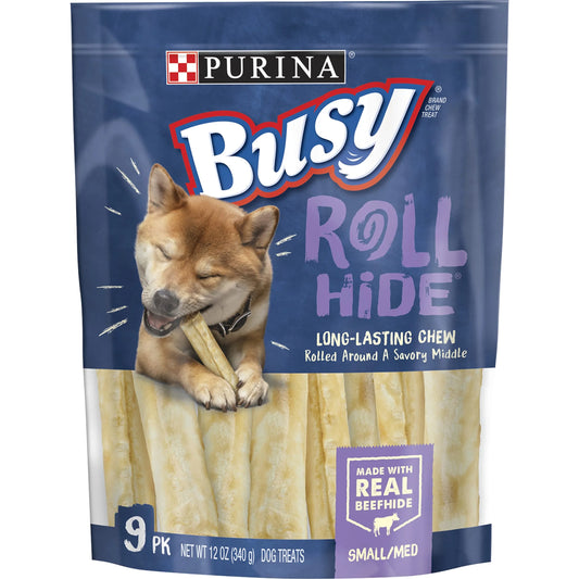 Purina  Small & Medium Dog Treats Rollhide with Real Beef Chews, 12 Oz Pouch (9 Count)