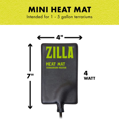 Terrarium Heat Mat for Reptiles, Black, Mini, 1-5 Gallon, 4 Watt