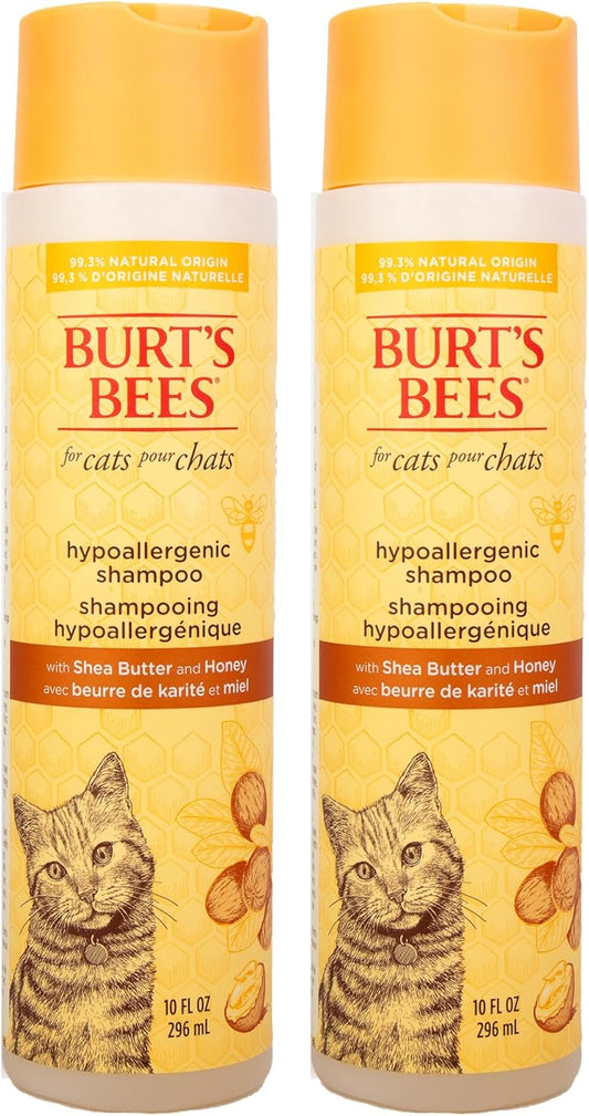 Hypoallergenic Shampoo for Cats with Shea Butter and Honey, 99.7% Natural Origin Formulas, Pet Cleanser for Cats, Gentle Feline Wash Itchy Skin, 2Pk, 10 Oz
