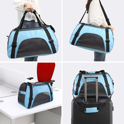 Cat Carrier Airline Approved Pet Carrier, Dog Carrier, Puppy Carrier, Kitten Carrier, Blue