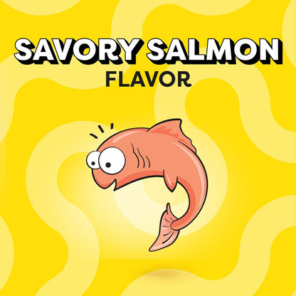 Jumbo Stuff Crunchy and Soft Cat Treats, Savory Salmon Flavor, 5.3 Oz. Pouch (Pack of 10)
