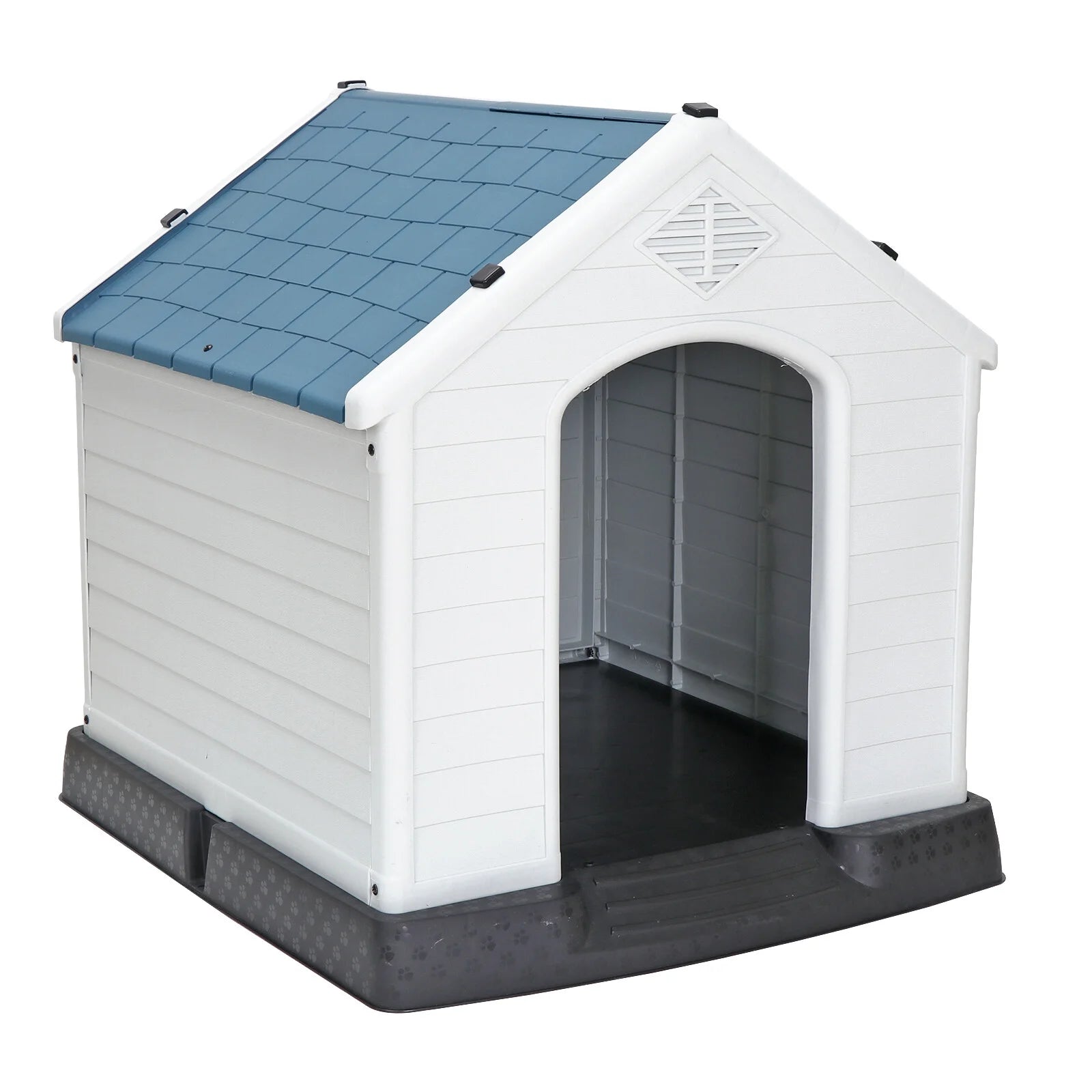 32" Large Dog House Indoor Outdoor Plastic Pet House Waterproof Kennel, White