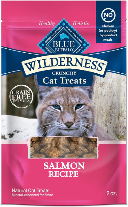 Wilderness High Protein Crunchy Cat Treats, Made with Natural Ingredients, Tasty Salmon Flavor, 2-Oz Bag (Pack of 12)