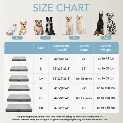 41In Gray Orthopedic Dog Bed for Large Dogs with Egg Crate Foam Support and Non-Slip Bottom, Waterproof and Machine Washable Removable Pet Bed Cover,Xl Size(41"X28"X4")