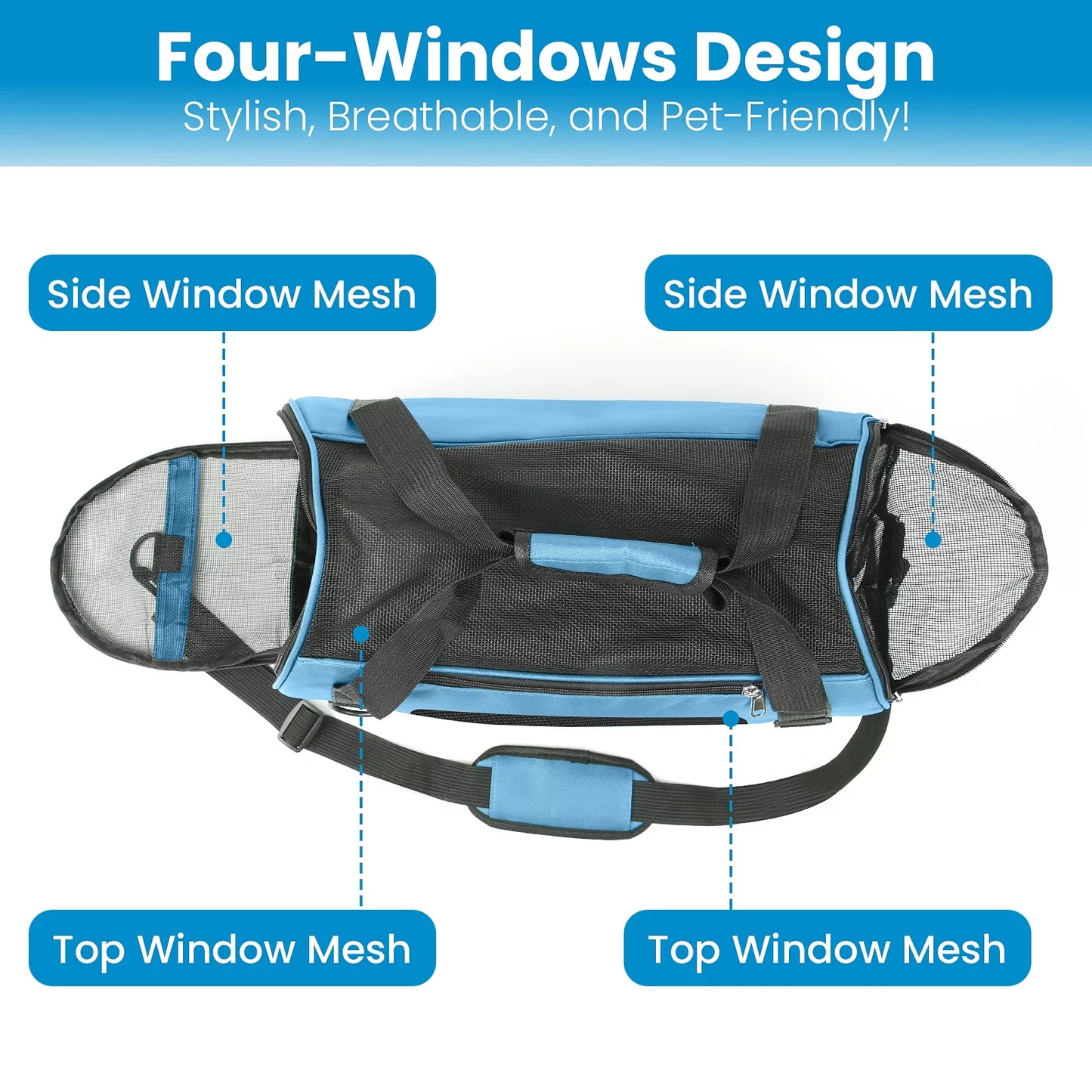 Cat Carrier Airline Approved Pet Carrier, Dog Carrier, Puppy Carrier, Kitten Carrier, Blue