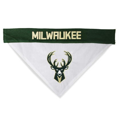 NBA Dog Bandana - Milwaukee Bucks Reversible Pet Bandana. 2 Sided Home & Away Sports Bandana with a PREMIUM Embroider